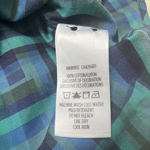 Robert Graham Dragon Embroidered Green & Blue Plaid Button Up Mens XL Shirt - Picture 8 of 11